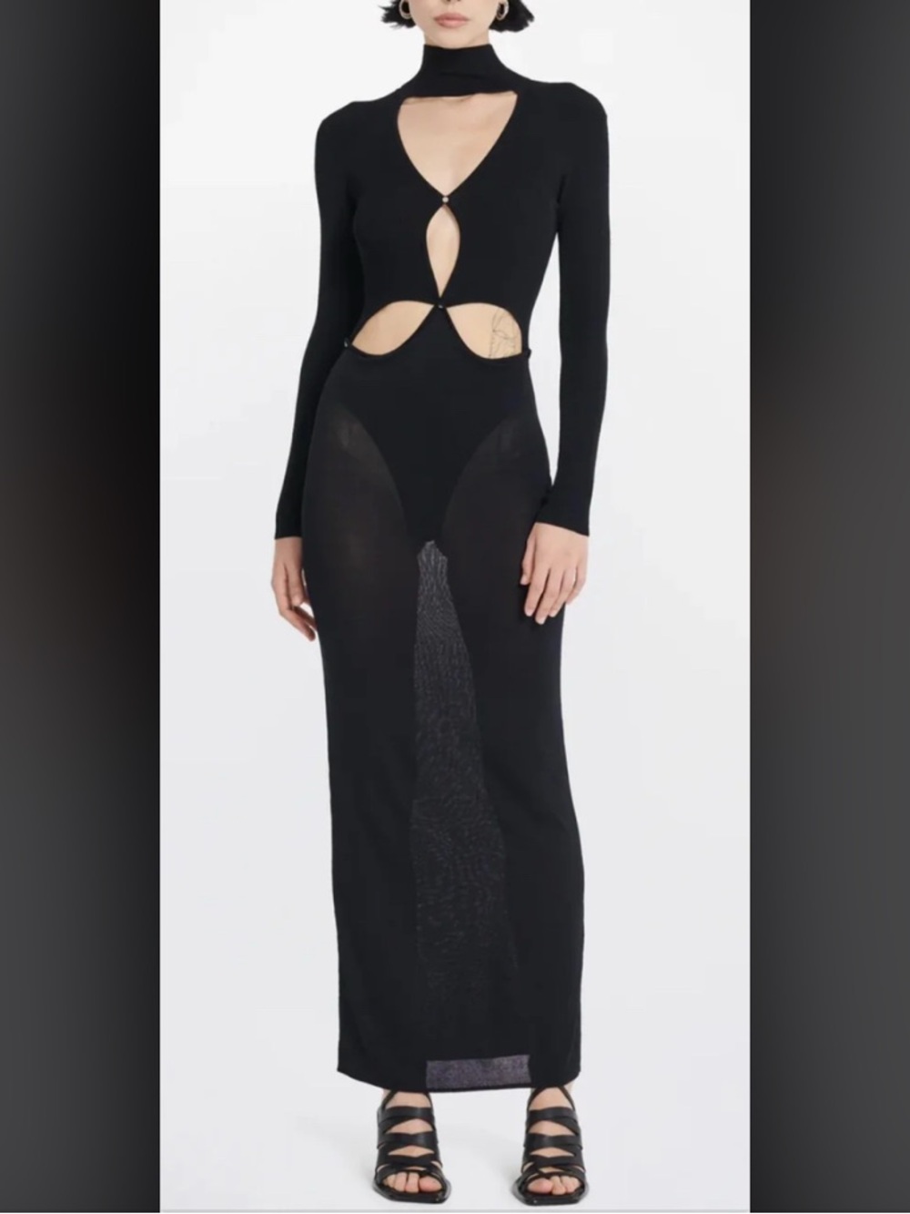 Dion Lee Black Long Sleeve Cutout Maxi Dress